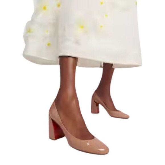 CHRISTIAN LOUBOUTIN Miss Sab 85 Patent Leather Block Heel Pumps Blush 39.5 - Picture 9 of 11